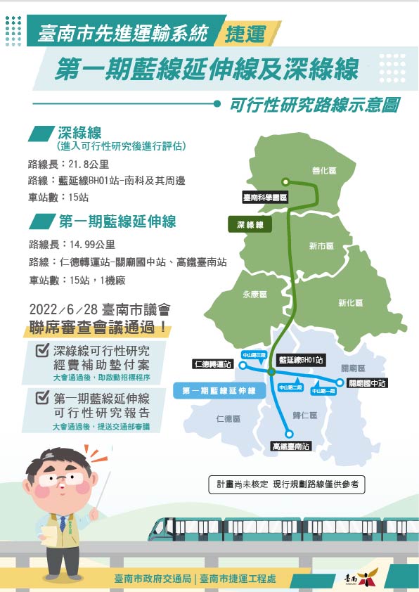 藍延線與深綠線路線示意圖