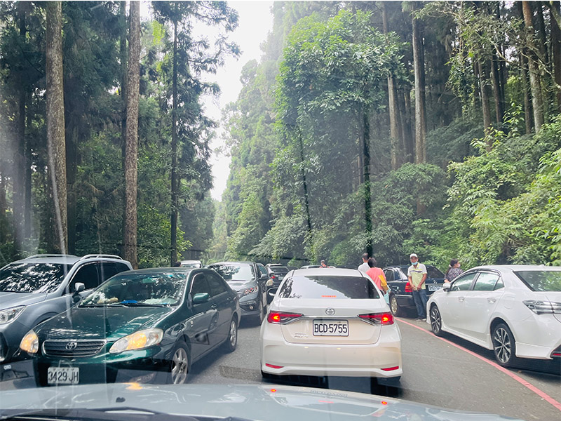 奮起湖湧入滿滿的車流