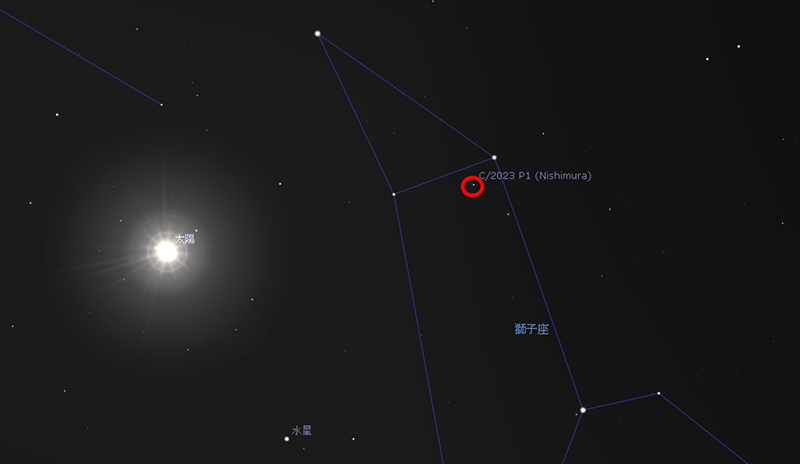 西村彗星於近地點示意圖