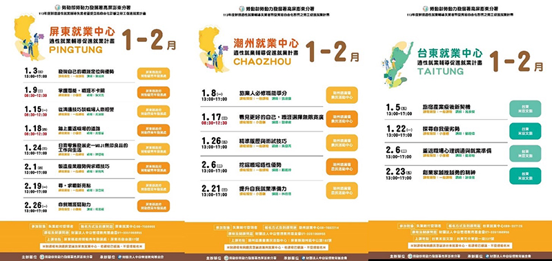 勞動部高屏澎東分署推出130場免費促進就業課程，預計讓2,500位以上的求職民眾受惠。（圖／高屏澎分署提供）