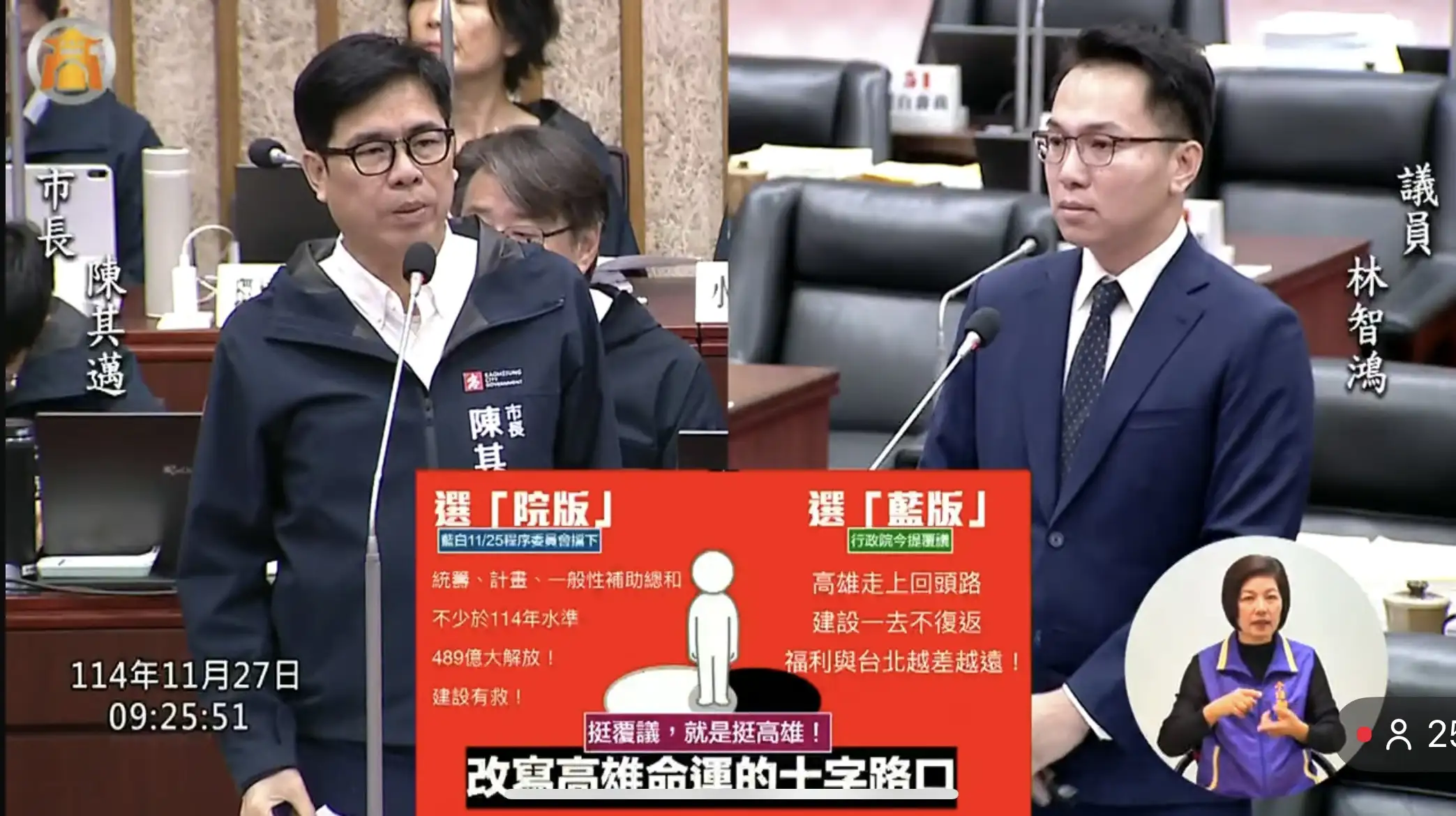 市議員林智鴻表示高雄明年財政短缺231億元，水利、海洋局補助大幅減少；同時市府網站一年多遭攻擊526萬次，研考會受創最嚴重，重要資料與資安計畫經費均面臨挑戰。（記者吳文生攝）