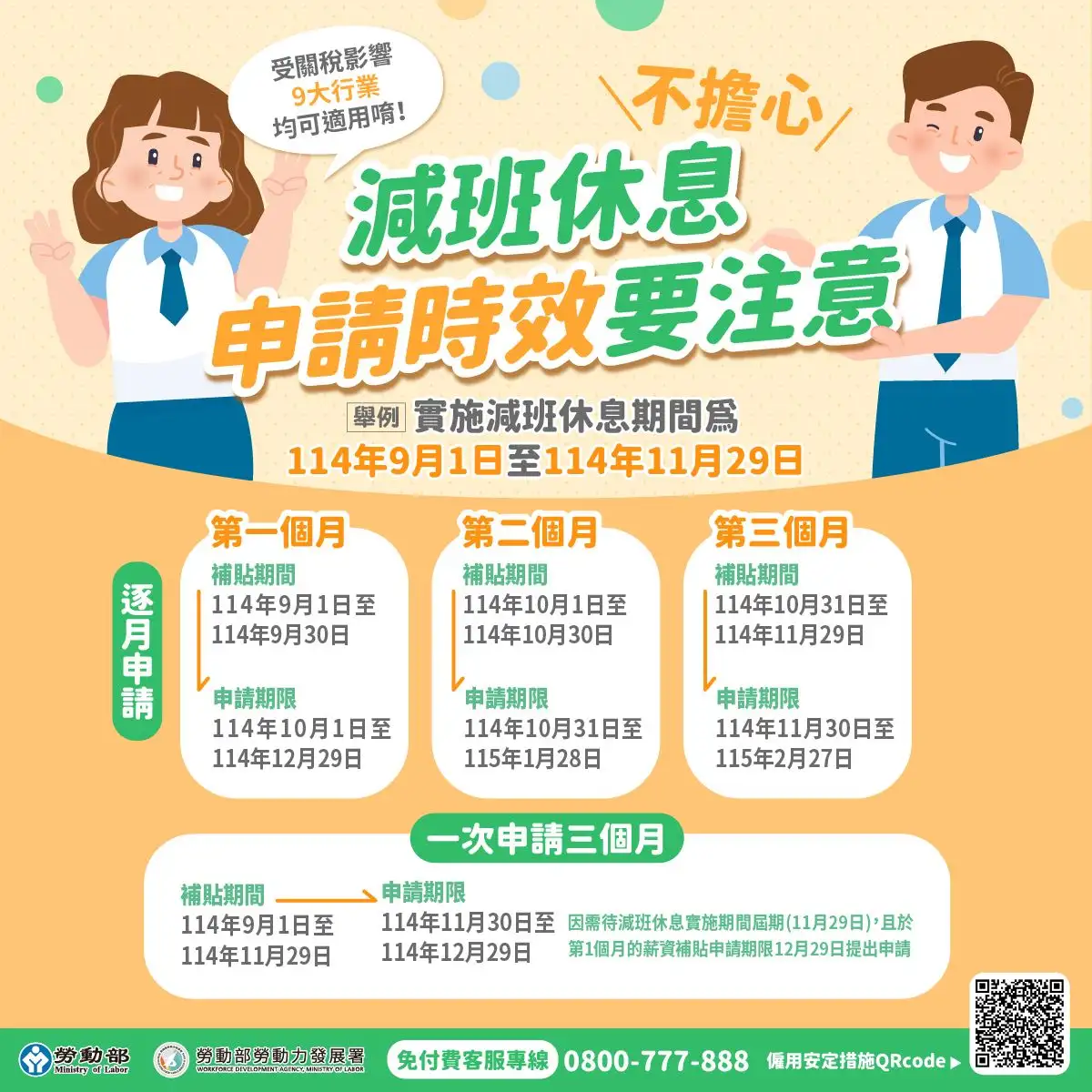 .僱用安定措施申請期限說明。(圖/南分署 提供)