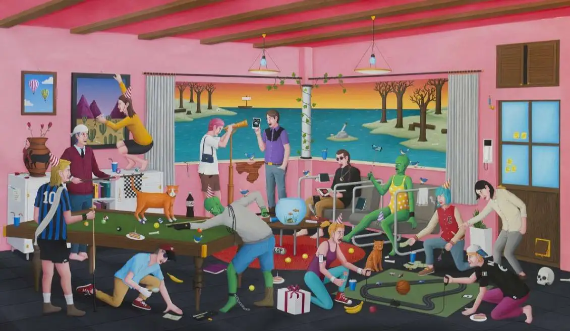 藝術家甘蔗（Cane）的作品〈生日派對〉