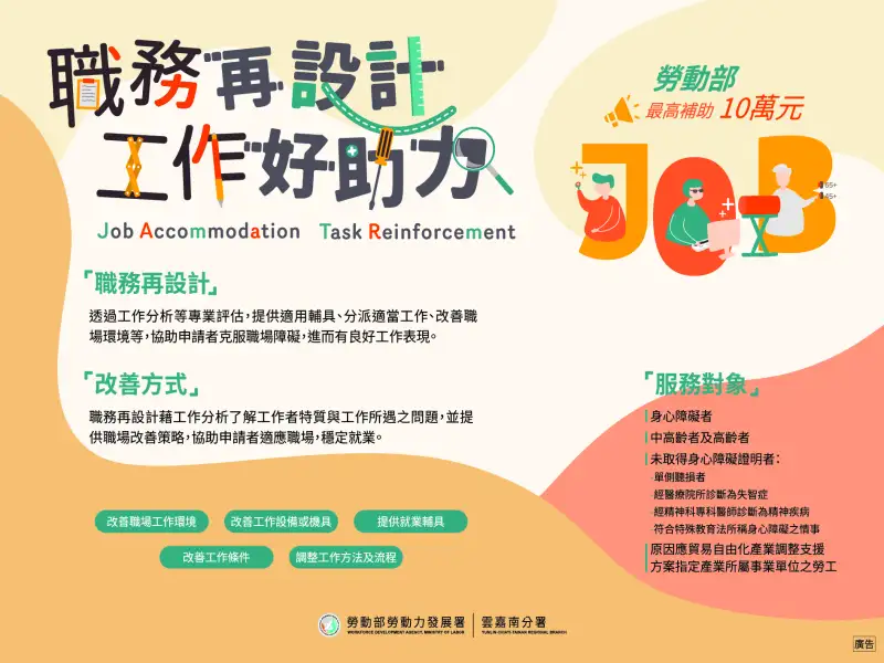 中高齡工作更輕鬆！勞動部最高補助10萬元　職務再設計打造友善職場