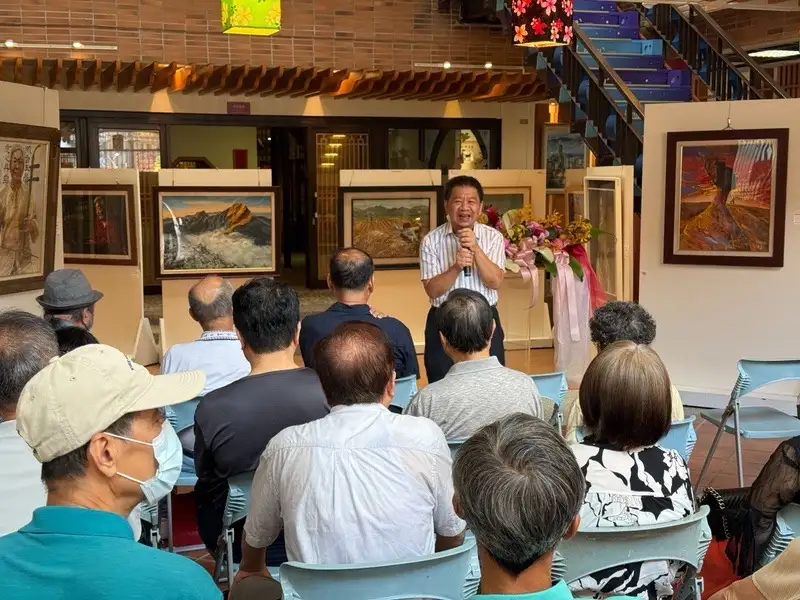 社團法人台南市客家文化協會林維炤理事長受邀致詞。(圖/臺南市政府客委會提供)