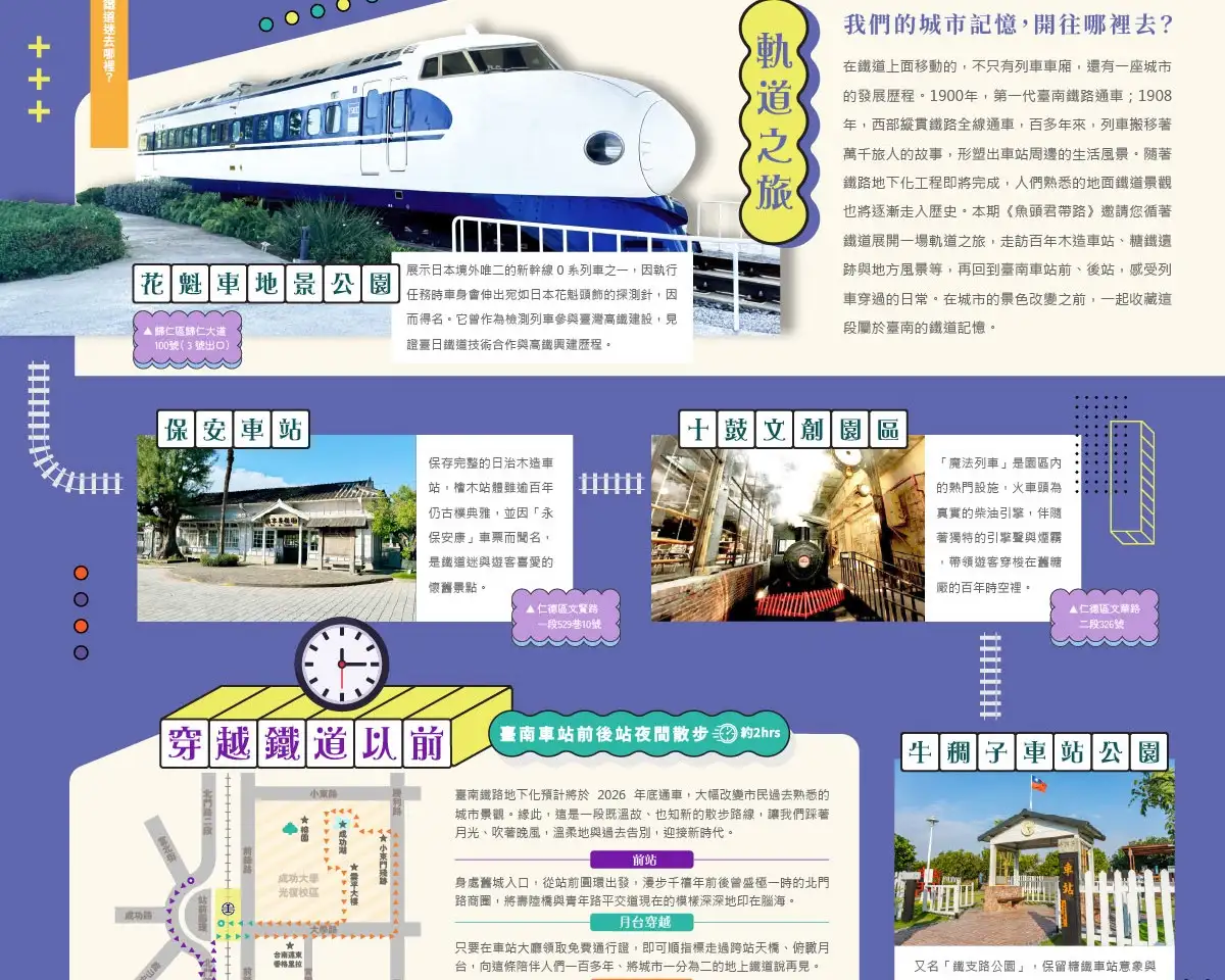 兩天一夜鐵道巡禮，邀請全國鐵道迷及旅人，在景觀改變前重溫台南鐵道文化。(台南市政府觀光旅遊局提供)