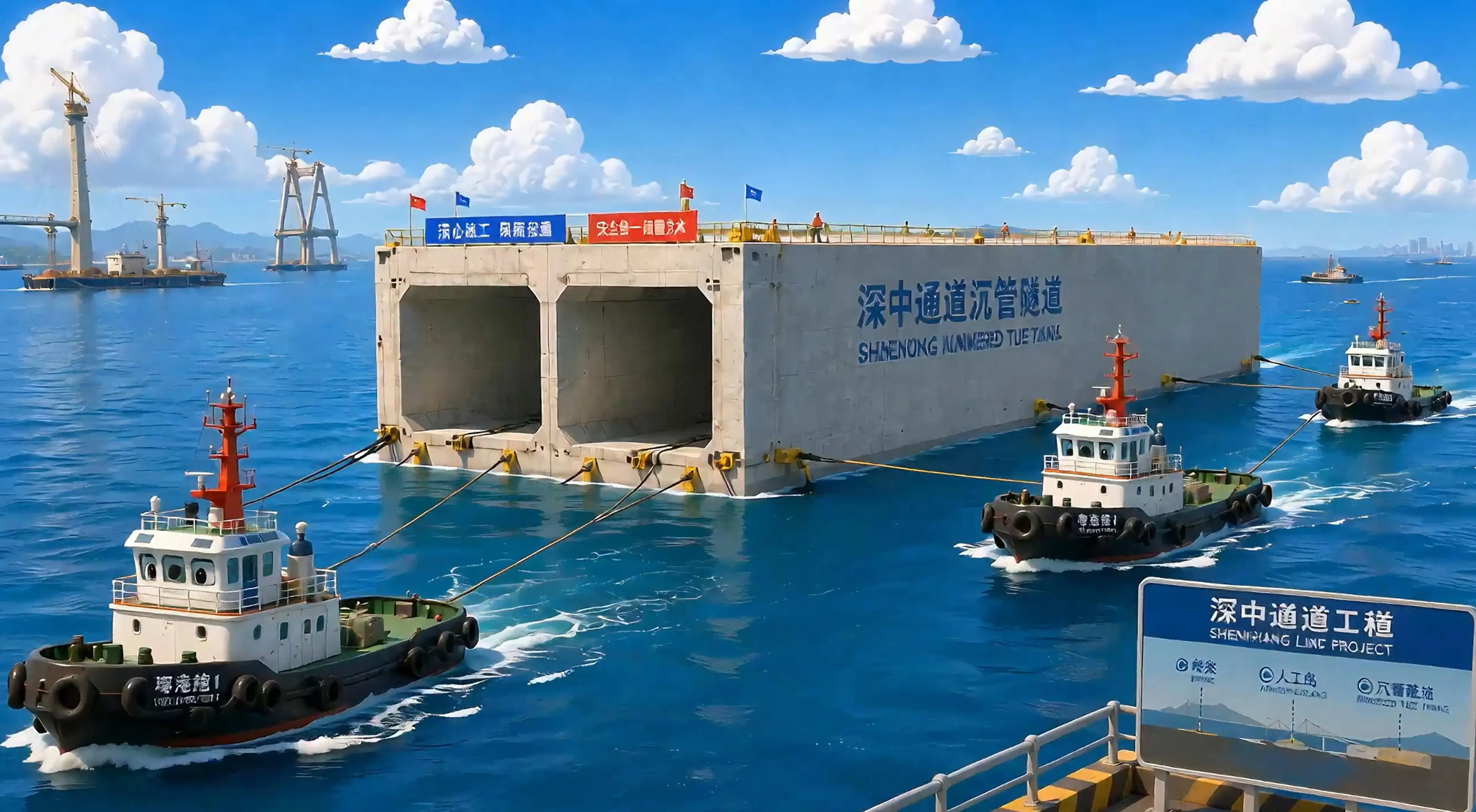 獲獎AIGC（人工智慧生成內容）動畫作品以深中通道建設為題材，運用AI技術重現沉管隧道施工場景，融合重大工程、智慧科技與未來視覺美學，展現青年創作者以數位創意詮釋國家建設的豐富想像。（記者楊婉翻攝）