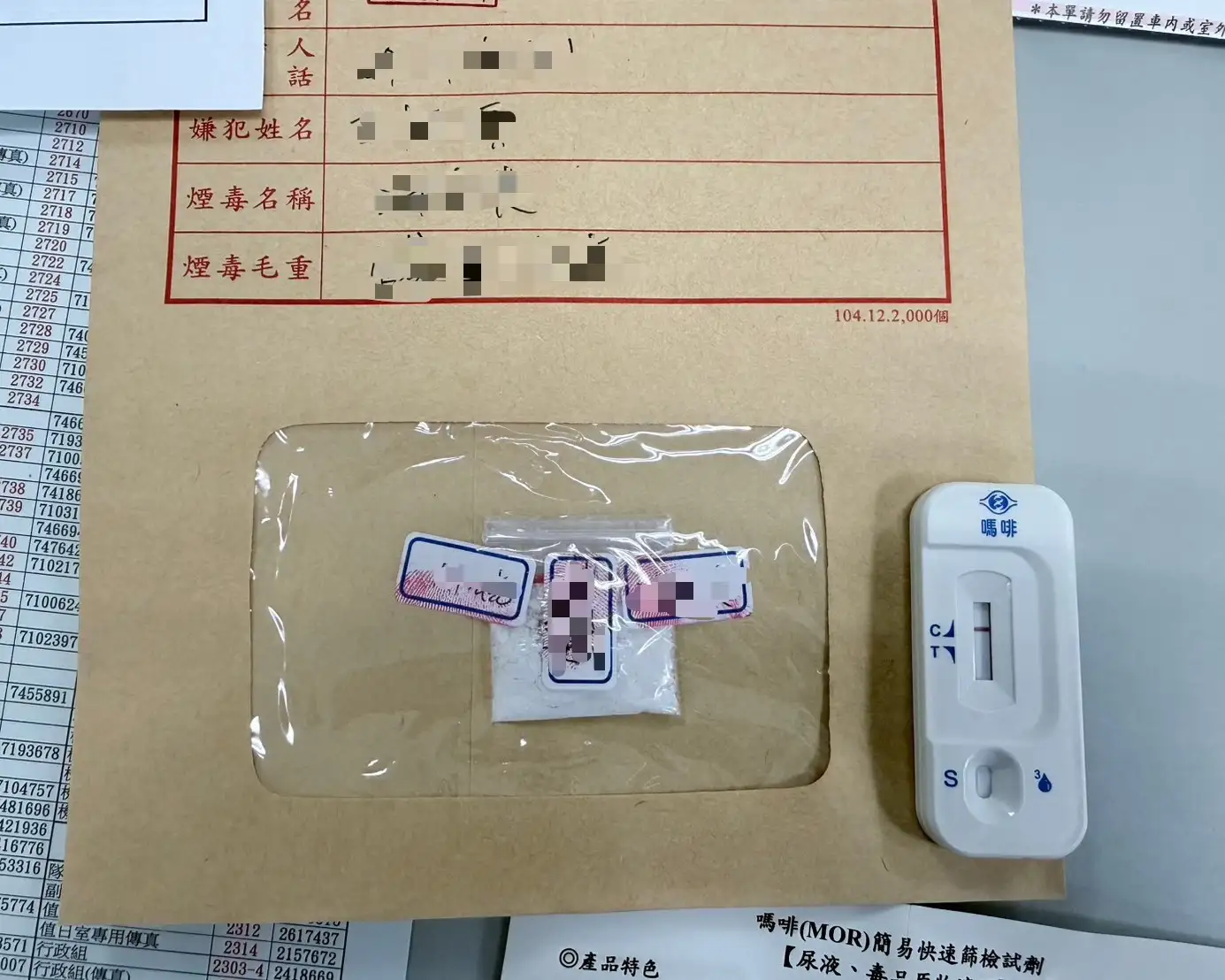 口袋內放有可疑夾鏈袋，經初步檢驗呈毒品陽性反應，當場依法逮捕。(高雄市前鎮警分局提供)