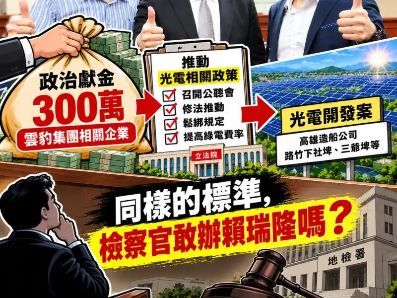 300萬元政治獻金再成焦點  林于凱質疑賴瑞隆綠能政策關係