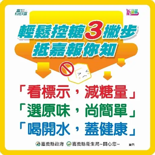 嘉義縣衛生局響應1114「世界糖尿病日」，「控糖3撇步 抵嘉報你知」。(圖/嘉義縣衛生局 提供)