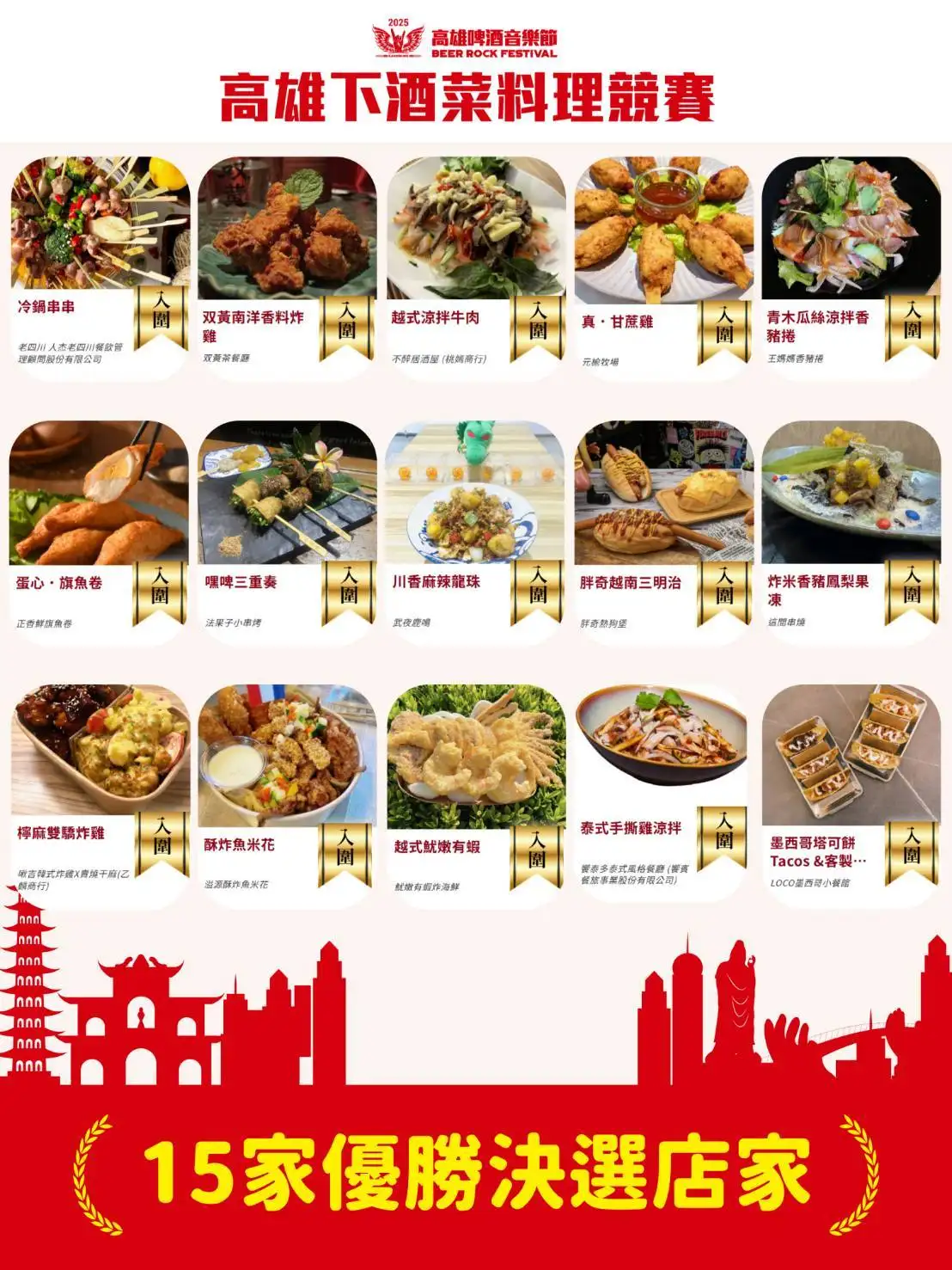 高雄啤酒節徵選下酒菜名店,15家美味進駐大會食堂。(記者吳文生攝)