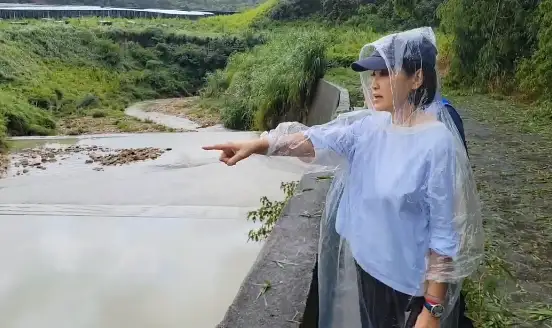 立委柯志恩在颱風過境後,再度回到大樹和山光電案場,沒想到看到的又是一片滿目瘡痍。(記者吳文欽攝)