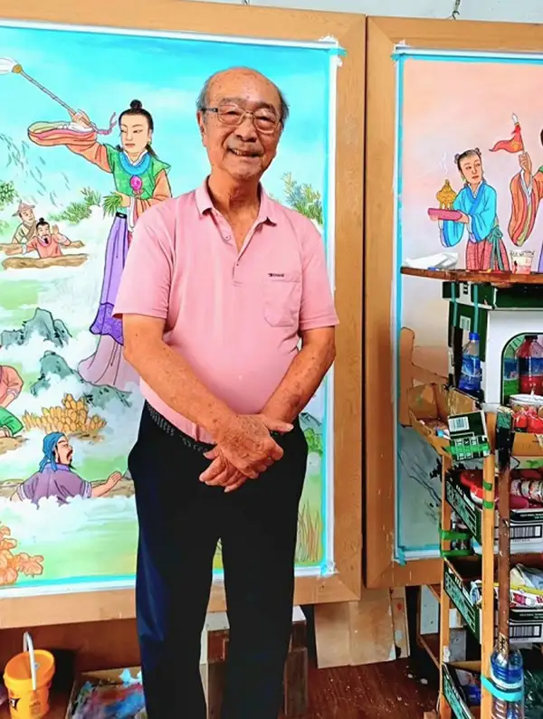 潘岳雄畫藝精湛,更身體力行肩負起傳統彩繪的保存與傳承。(圖/臺南市政府觀旅局 提供)