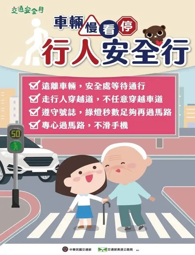 民雄分局響應交通安全月「車輛慢看停、行人安全行」觀念,呼籲用路人共同維護路口安全。(圖/民雄警察分局 )