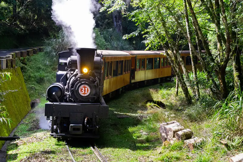 全台唯一蒸汽專列檜木列車將於10月16日壓軸登場,吸引遊客爭相體驗阿里山森林鐵道的懷舊魅力。(圖/嘉義縣文觀局提供)