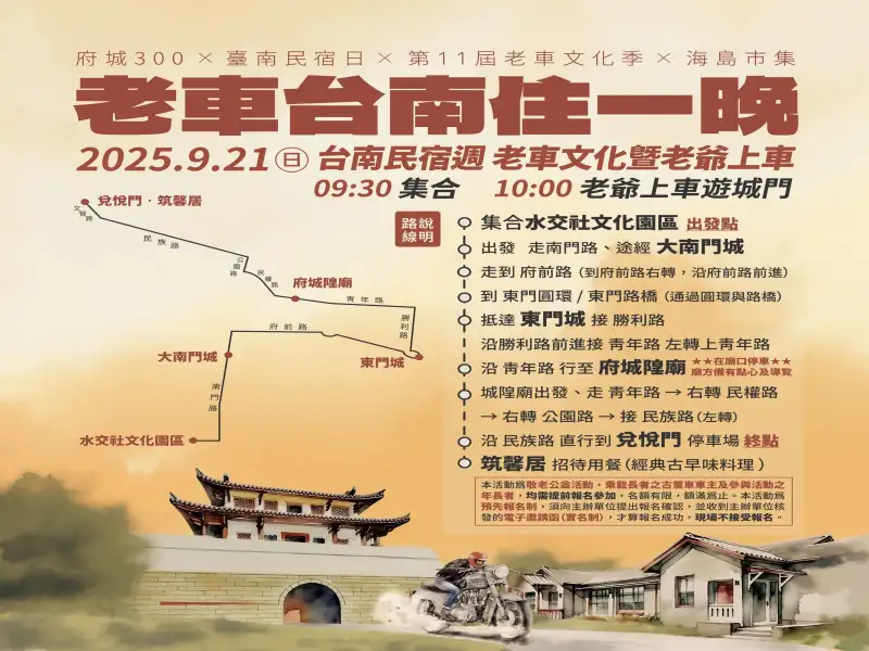 臺南民宿文化發展協會結合老車文化季「老車台南住一晚」展現懷舊風華 推升觀光產值