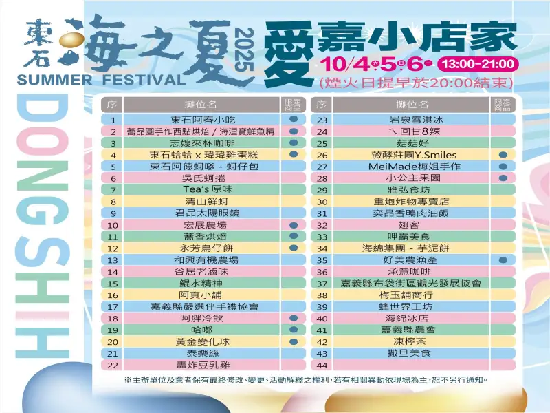 「2025東石海之夏」中秋限定優惠券，在地美味、旅遊好康大公開