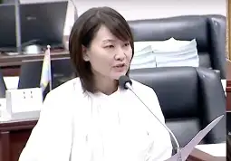 市議員陳麗娜質詢,建議市府建置一站式市民APP,提升長輩使用便利性。(記者吳文生攝)