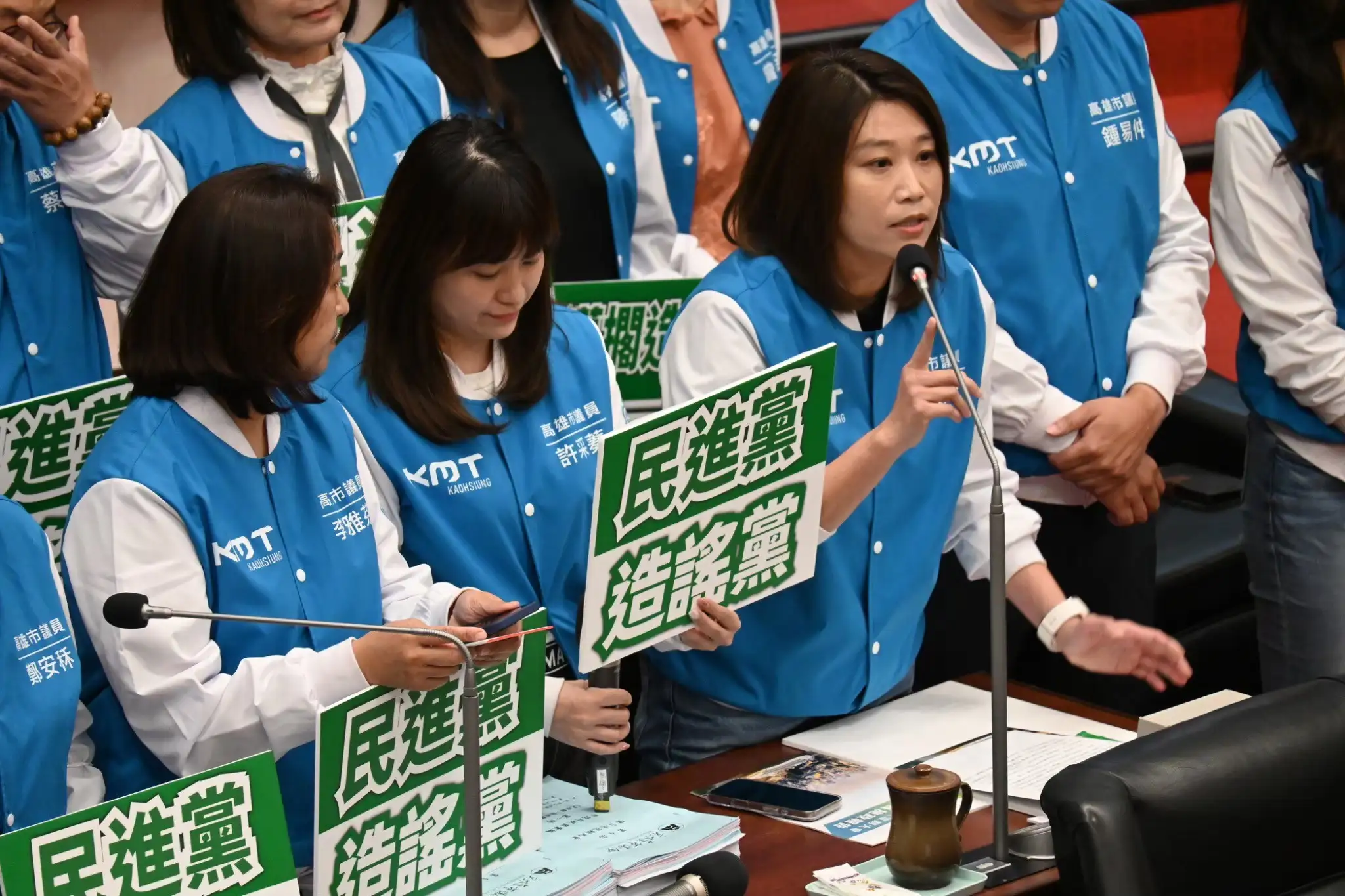 議會國民黨團總召黃香菽重申，國民黨團提出三大訴求，市府未回應，預算不交付！（記者吳文生攝）
